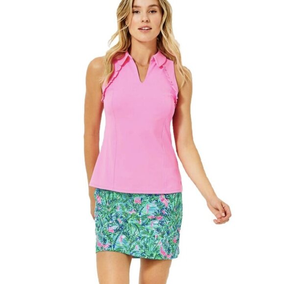 Lilly Pulitzer Maryana Skort 10 Leaves Female Golfer Clubs Green Bright Pink - Picture 2 of 12
